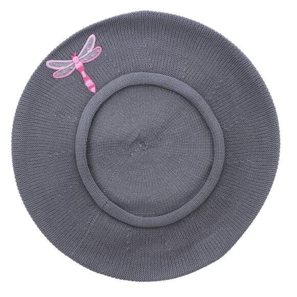 2829 Beret With Light Pink Dragonfly